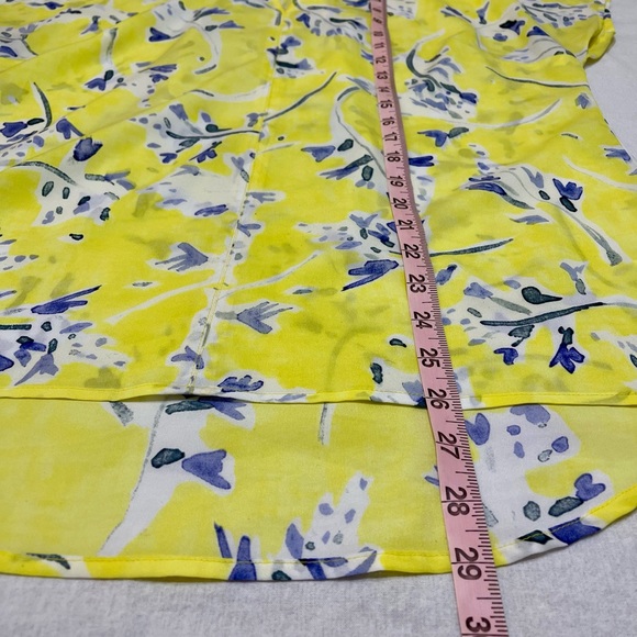 CAbi Size Small 5213 Stevie Yellow Floral Top Oversized Short Sleeve Blouse - Picture 6 of 6